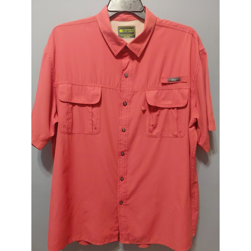 GH Bass Explorer Series Vented Fishing Shirt Mens XXL Short Sleeve Red Cotton